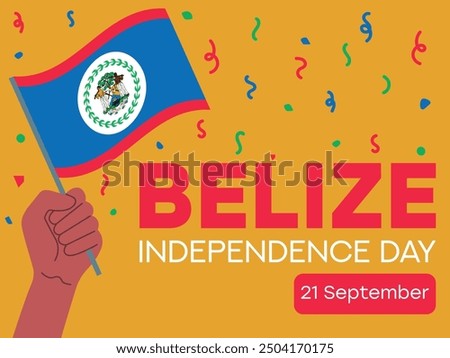 Belize independence day 21 September, Belize flag in hand. Greeting card, poster, banner template	