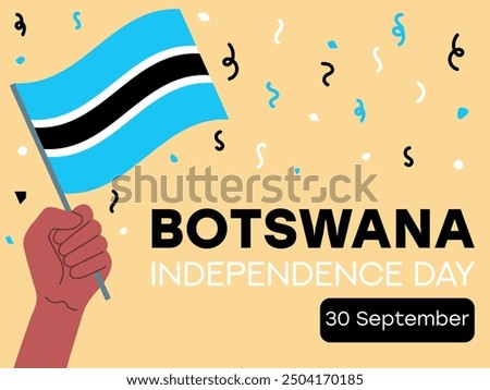 Botswana independence day 30 September, Botswana flag in hand. Greeting card, poster, banner template	