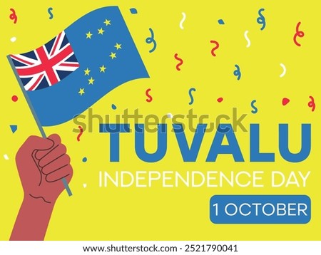 tuvalu independence day 1 October, tuvalu flag in hand. Greeting card, poster, banner template	