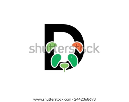 Letter D Logo Design. Initial D alphabet with panda. Letter D symbol for business and company identity.  This dreamer panda logo consists of a combination of the letter D and a picture of a panda.