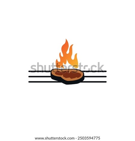 Steak Grill Icon for Iconic Steakhouse and BBQ Logo. Delicious Grilled Meat Steak Symbol for Restaurant Branding. BBQ Flame, Beefsteak Vector. Culinary Fire, and Flavorful Barbecue Food Illustration.