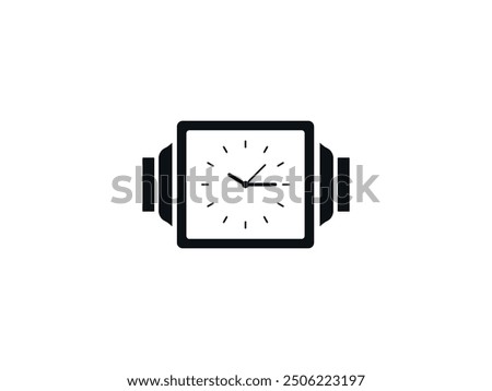 Premium Wristwatch Icon. Digital Smartwatch Concept. Square Shaped Elegant Wrist Watch Vector. Apple Watch UI Design. High-Tech Timepiece. Sleek Black Watch Interface. Innovative Timer Silhouette.