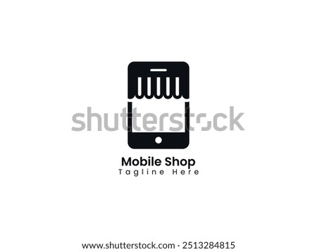 Mobile Mart Logo Vector. SmartHub Shop Roof Symbol. Phone House Design. Tech Store Vector Graphic. Device Hub Icon. Roofed Smartphone Symbol. Handset Shelter Concept. Gadget Icon with Shop Canopy.