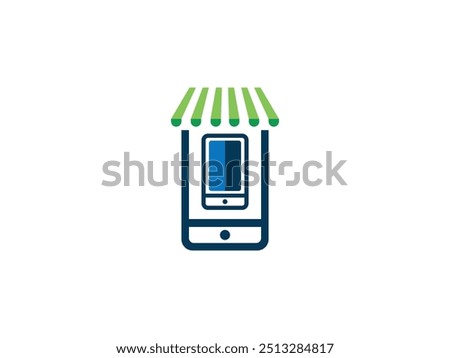 Mobile Mart Logo Vector. SmartHub Shop Roof Symbol. Phone House Design. Tech Store Vector Graphic. Device Hub Icon. Roofed Smartphone Symbol. Handset Shelter Concept. Gadget Icon with Shop Canopy.