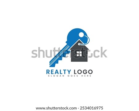 Realty Logo Design: Symbolizing Stability in the Real Estate Industry. Professional Property and Home Logo with Key Icon – Representing Security, Trust, and Promise in the Land and Building Sector.