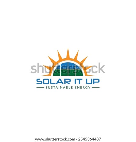 Solar Energy Logo Design. Solar Power Icon. Sun Energy Symbol. Sustainable and Clean Energy Solutions for Eco-Friendly Branding, Green Branding, Renewable Representation, and Environmental Impact.