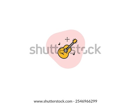 Flat Guitar Icon. Acoustic Guitar Vector, Musical Brands Logo Design. String Instrument for Musicians. From Folk Melodies to Rock Anthems, Timeless Guitar Icon for Every Genre. Cultural Chords Art.