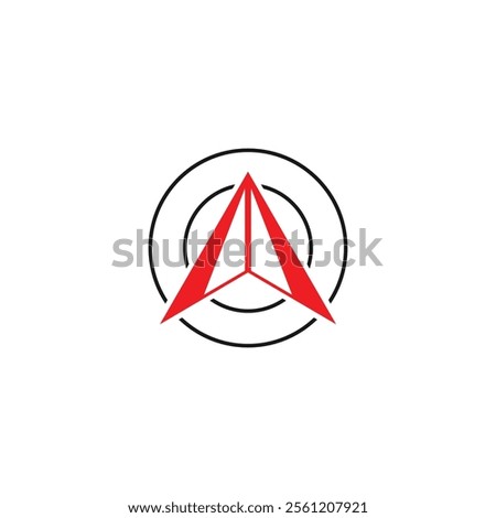 North Logo Vector Icon - Modern Style Arrow Symbol, N Direction, Navigation Point for GPS Maps. Black and Red Design with Red Triangle, Ideal for Navigation, Isolated on White Background