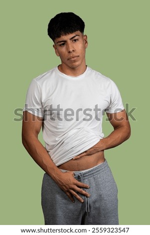 Similar – Image, Stock Photo Young man lifts his bike