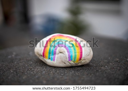 Similar – Image, Stock Photo Corona stones painted by children with the inscription remains healthy