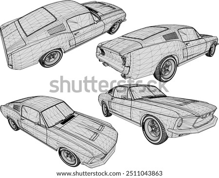 Vector silhouette illustration sketch, detailed design of a cool, flat Turno NOS racing sports car belonging to crazy rich and young entrepreneurs