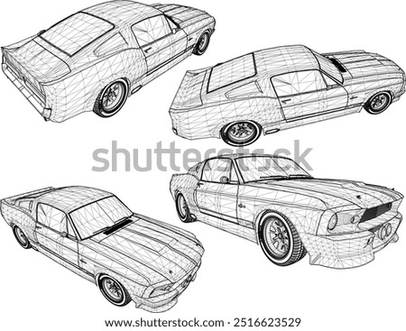 Vector silhouette illustration sketch, detailed design of a cool, flat Turno NOS racing sports car belonging to crazy rich and young entrepreneurs