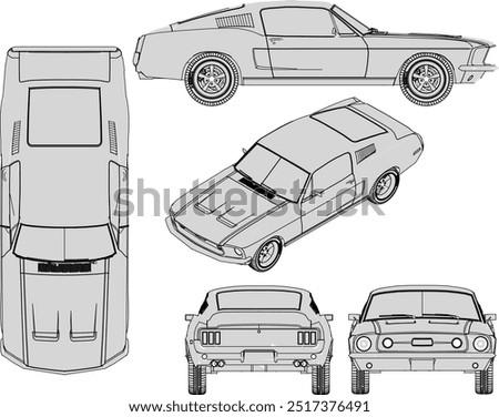 Vector silhouette illustration sketch, detailed design of a cool, flat Turno NOS racing sports car belonging to crazy rich and young entrepreneurs