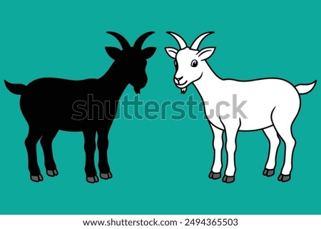 Goat silhouette icon symbol logo black design vector illustration. goat and mosque silhouette illustration. Goat logo images illustration design. black icon on white background. Goat Vector Art.