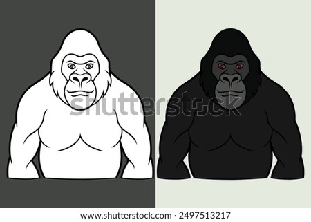 Gorilla silhouette vector illustration on a white background. gorilla vector art, illustration. Gorilla line art, Vector illustration logo template design.