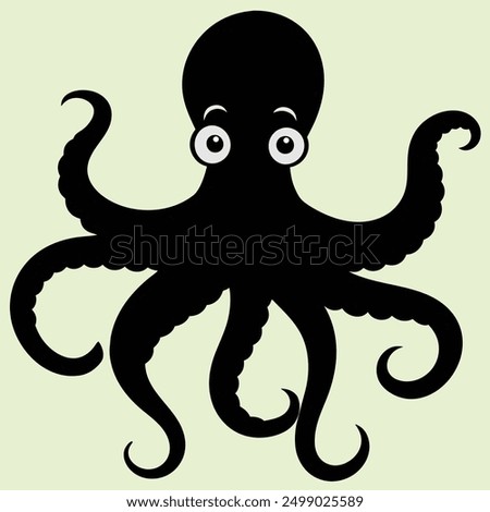 octopus silhouette - vector illustration. octopus silhouette vector. Octopus symbol. Isolated octopus on white background. Group of sea creatures. Sea Animal. Sea Fish. Marine underwater world coral.