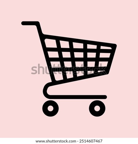 Black shopping cart icon isolated on Flat background. Shopping Cart Symbol.  Cart Icon Silhouette.