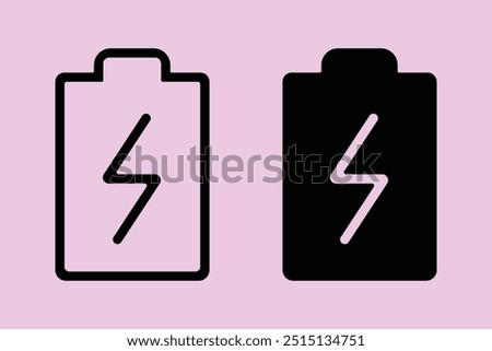 Battery Icon Isolated In White Background. Battery Icon Silhouette. Battery Saver, Charger Icon. Charging.