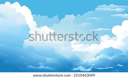 Clouds and sky Background. Blue sky background with white clouds. Watercolor vector illustration of blue sky and clouds.	