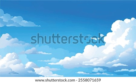 Clouds and sky Background. Blue sky background with white clouds. Watercolor vector illustration of blue sky and clouds.