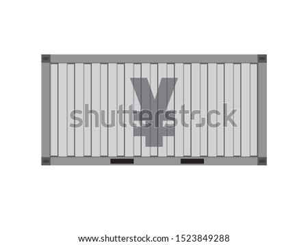 Silver container with yuan sign,business trade concept,vector illustration