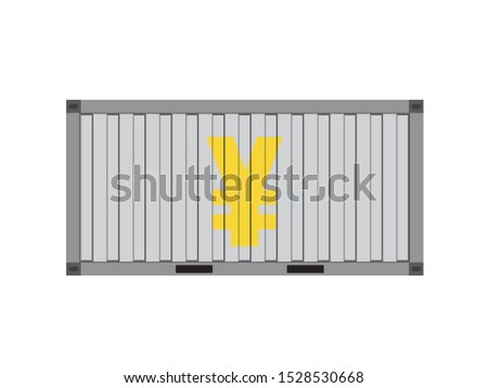 Silver container with gold yuan sign,business trade concept,vector illustration