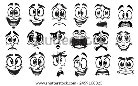 a set of vector images of various cartoon emotions. black and white