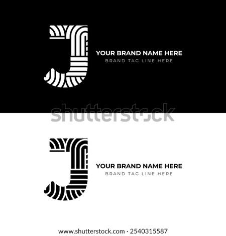 J letter stylish and modern logo design. Featuring the letter 'J' with clean, sharp lines and geometric precision.
