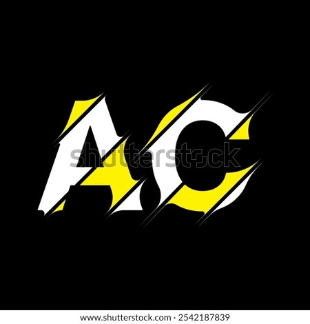 Modern cut style AC letter vector logo design
