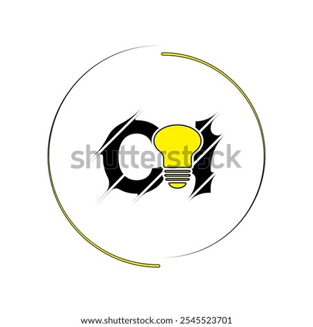 Modern cut style CI letter vector logo design with bulb. Technology concept style logo design.
