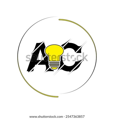 Modern cut style AC letter vector logo design with bulb. Technology concept style logo design.