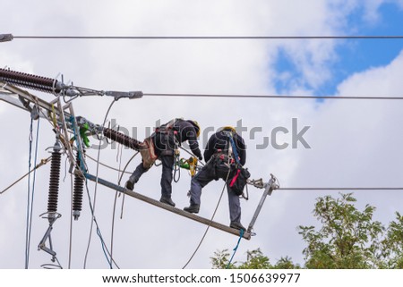 Similar – Foto Bild Freileitungsmasten mit Freileitungen im Sonnenuntergang / Energieversorgung