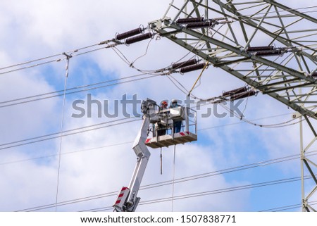 Similar – Foto Bild Freileitungsmasten mit Freileitungen im Sonnenuntergang / Energieversorgung