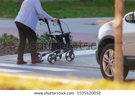 Similar – Image, Stock Photo Senior citizen with rollator