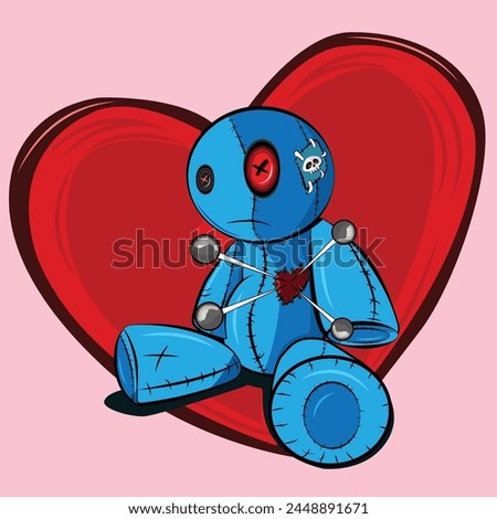 A vector graphic of a broken hearted voodoo doll.