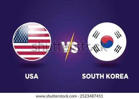 USA vs South korea. Soccer match concept. Vector illustration of design.
USA VS KOR football match.