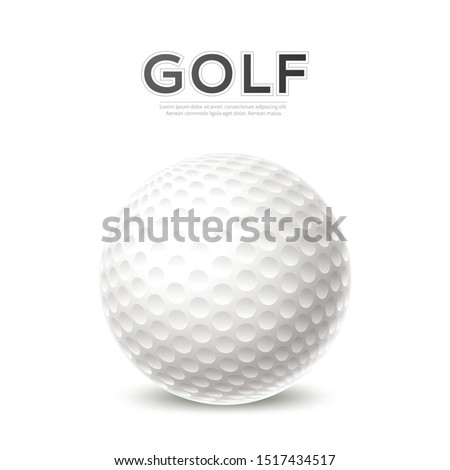 Golf tournament poster with realistic golf ball. Vector golf competition flyer design. Elite sport banner.