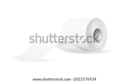 Vector realistic toilet paper roll. Lavoratory hygiene product blank mockup. Restroom soft touch toilet paper.