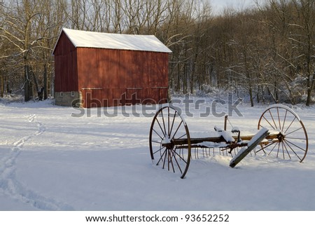 Fallasburg Barn winter -- Lowell, Michigan, USA