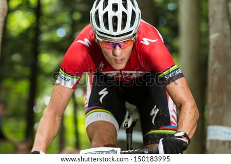 MONT STE-ANNE, QUEBEC, CANADA - August 10: Cross Country Men Elite, 16th place, CZE - KULHAVY Jaroslav, UCI World Cup on Aug. 10, 2013