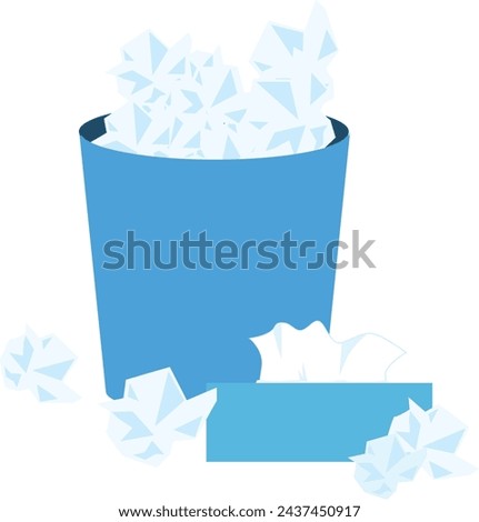 Illustration of a trash can full of trash and tissues