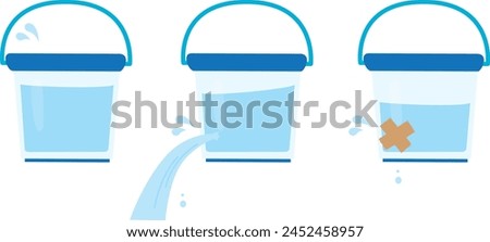 Illustration material set of leaking bucket