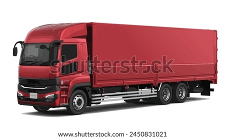 icon logo sign red truck super great auto haul diesel big large heavy long box blank Japan dump power euro 3d load hino semi lorry man work safety render motor fuso wings vector style detail view fuel