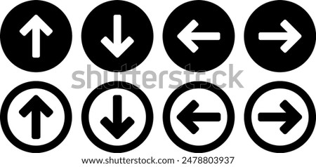 arrow icons black and white vector, up down left right buttons