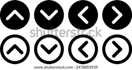 arrow icons black and white vector, up down left right buttons
