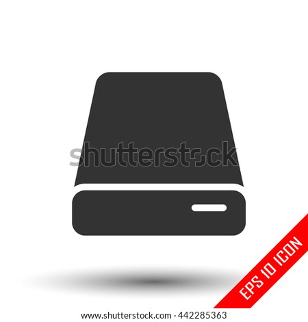 HDD icon. Simple flat logo of hard drive disk isolated on white background. Vector illustration.