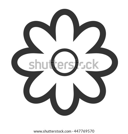 Chamomile blossom icon. Simple flat logo of flower isolated on a white background. Vector illustration.