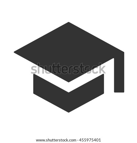 Graduation cap icon. Simple flat logo of graduation cap on white background. Vector illustration.