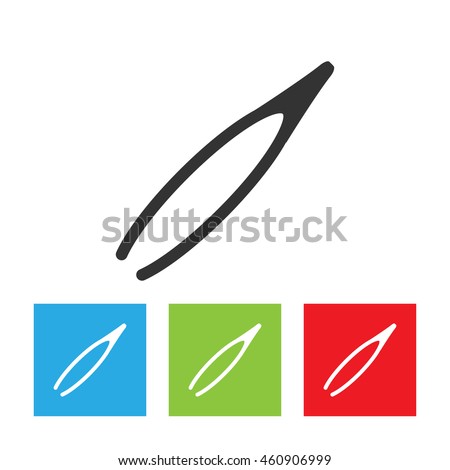 Tweezers icon. Simple logo of tweezers on white background. Flat vector illustration.