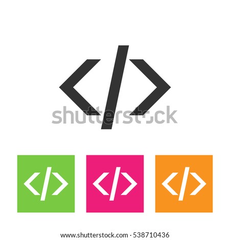 HTML code angle bracket line art icon for apps and websites